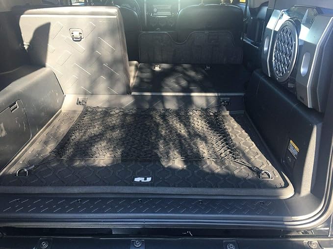 Car Trunk Floor Style Cargo Net - Made and Fit 100% Specific Vehicle for TOYOTA FJ CRUISER 2007-2014 - Elastic Mesh Storage Organizer - Premium Accessories -Trunk Luggage Netting for Toyota FJ Cruiser