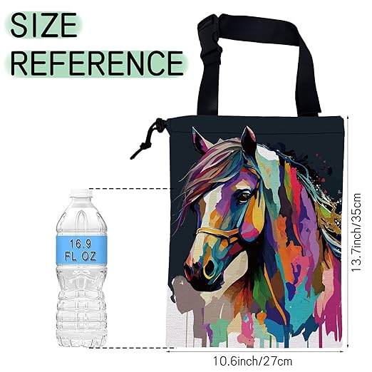 Colorful Horse Car Garbage Bag,Pop Art Horse Waterproof Small Car Trash Bag Hanging Back of Seat,Drawstring Hanging Car Trash Bag with Adjustable Buckle for Car Accessories