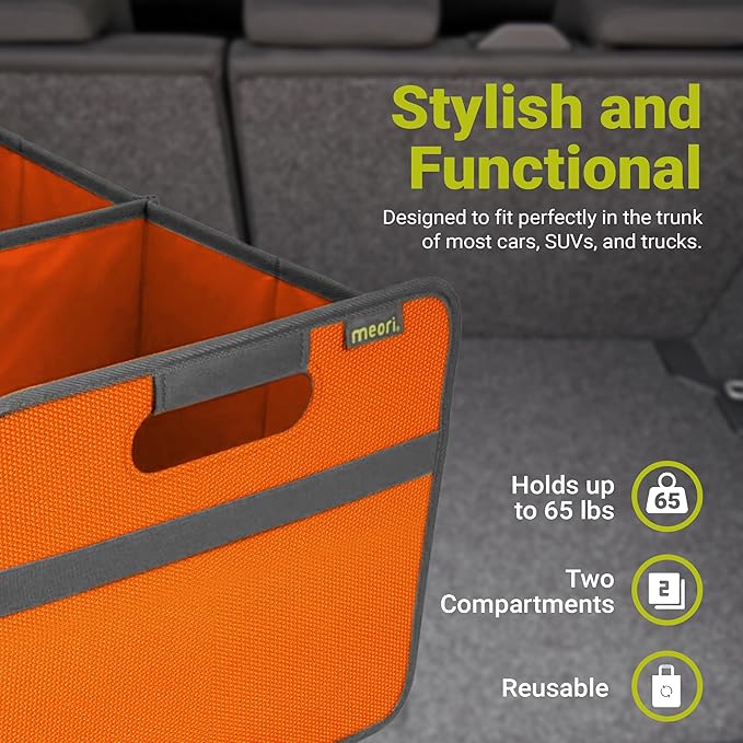 meori A100022 Foldable Box Classic Large Tangerine Orange Collapsible Organize Storage Carry Moving Collection Laundry Toys Records Books