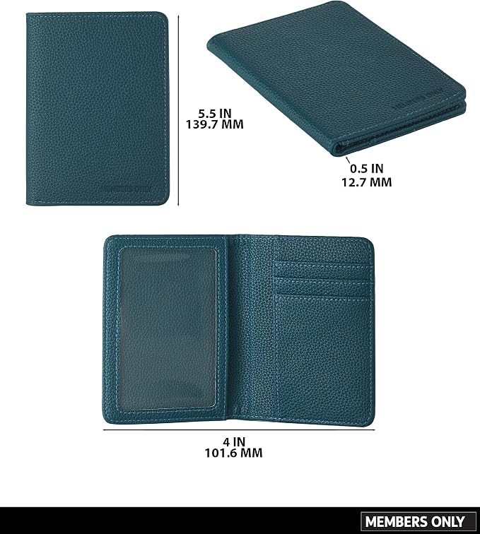 Members Only Debossed Passport Holder RFID Blocking, Passport Book Holder, Travel Must Haves (Slate Blue)