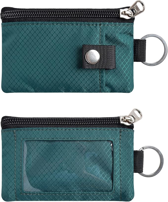 CHENSPRX Minimalist RFID Blocking Small Wallet with ID Window,WaterResistant Zip Id Case Wallet with Lanyard Keychain for Cards,Cash,Travel,Women,Men