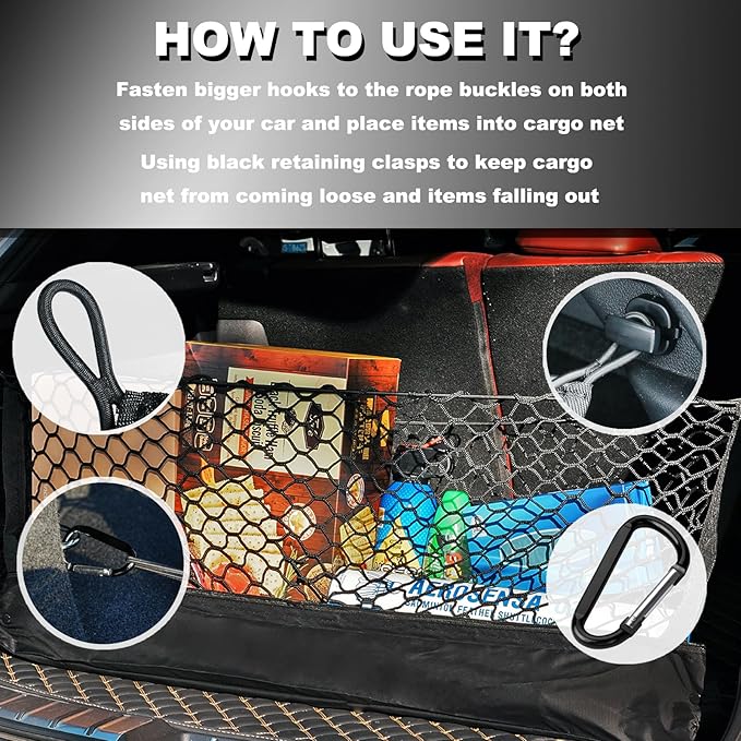 Envelope Style Cargo Net Compatible with Lexus RX300 RX350 RX400 RX450 2026 2025 2024 2023 2022 2021 2020 2019 2018 2017 2016 2015 2014 2013 2012 2011 2010 Trunk Car Rear Tailgate Touring Netting