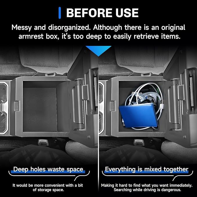 SXCY for 2025 2026 Toyota 4Runner Center Console Organizer for 2025 2026 Toyota 4Runner Accessories 2025 2026 6th Gen 4Runner Center Console Tray Middle Console Armrest Organizer(with Coin Holder)