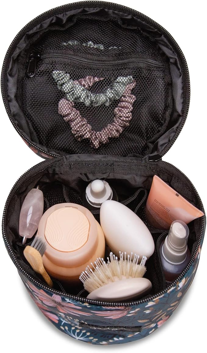 Jadyn Cosmetic Zip Makeup Bag, Travel Cosmetic Pouch for Toiletries, Make Up, and Accessories, Water Resistant Travel Makeup Bags for Women, Designs (Navy Floral)