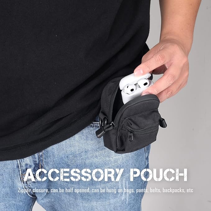WYNEX Tactical Compact EDC Pouch, Utility Zipper Pocket Organizer Pouches Small Pouch Accessories Mini Coin Purse Keychain Wallet for Men