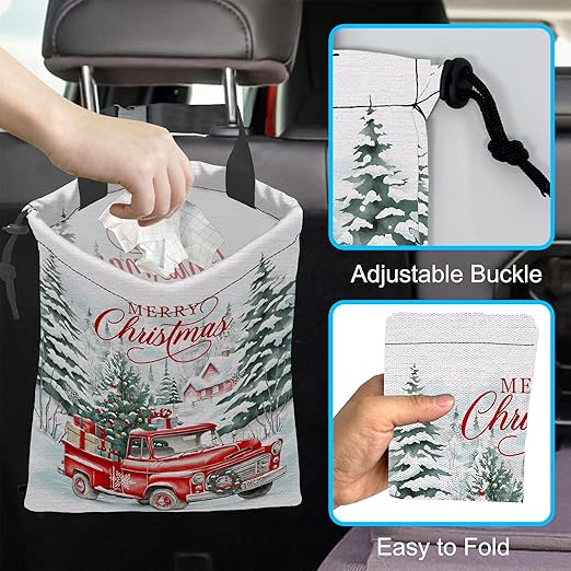 Car Garbage Bag Hanging Car Trash Can for Back Seat with Drawstring