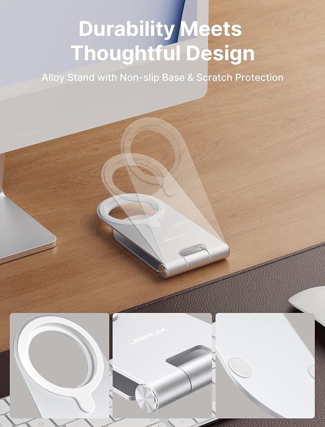 JSAUX Magnetic Wireless Charger Compatible with MagSafe Charger iPhone 16/15/14/13/12 Series, Wireless Mag Safe Charging Pad (Blue) with 20W PD Adapter and Desktop Stand