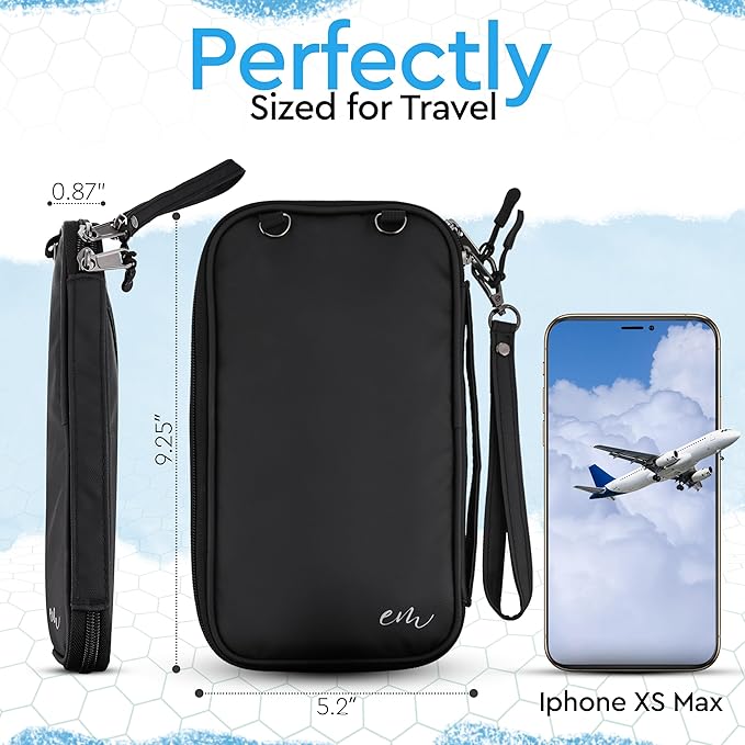 Family Travel Passport Holder – RFID‑Blocking Organizer for 5 Passports – AirTag Compatible – Multi‑Passport Wallet for Families – Porta Pasaporte Familiar – Travel Document Organizer