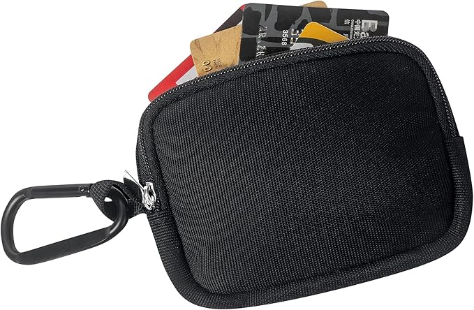 2-Piece Mini Pouch with Carabiner Clip, Unisex Small Organizer Case for Electronics, Makeup, and Accessories (Black)