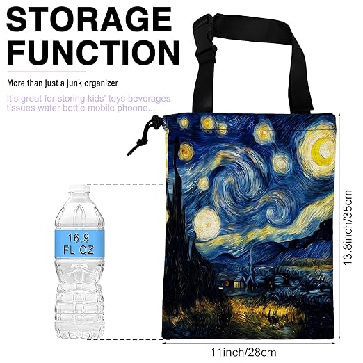 Car Trash Bag Hanging Starry Night Car Trash Can for Back Seat Waterproof Car Garbage Can with Adjustable Straps and Drawstring for Car Accessories Vehicle Travelling Camping