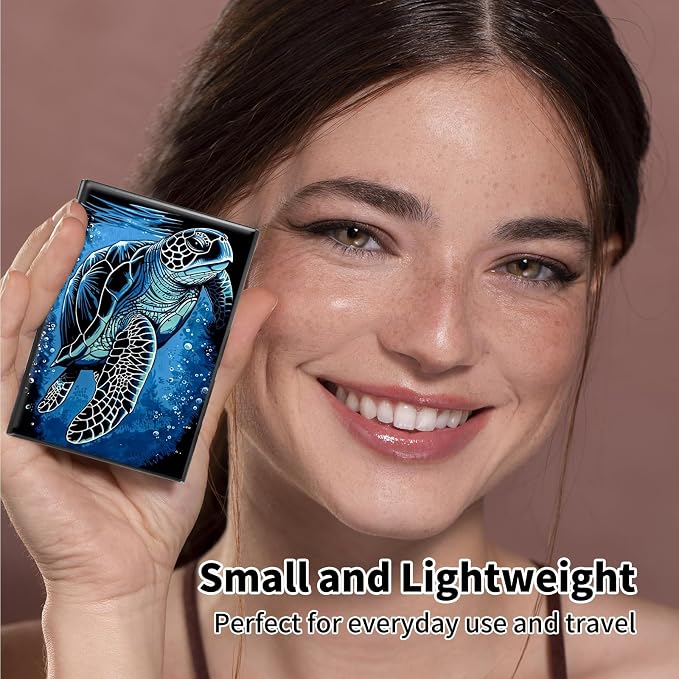 Metal Wallet,Credit Card Holder for Women Men,RFID Blocking Card Holder Wallet Mini Slim Aluminum Wallet ID Case Hard Card Case Business Card Holder Case,Blue Sea Turtle