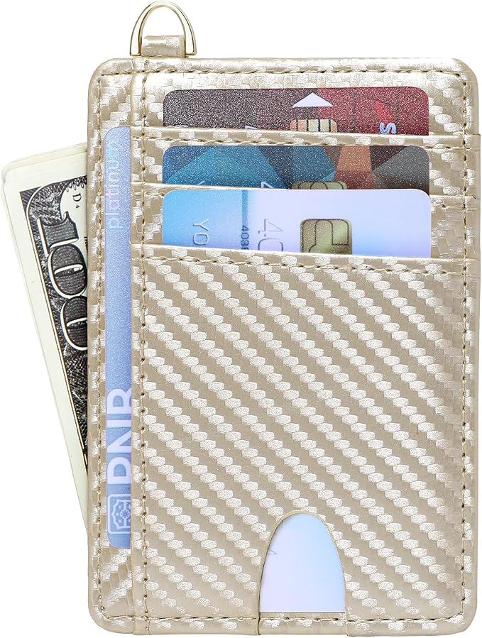 Badiya Credit Card Holder Slim Minimalist Wallet, Front Pocket Purse RFID Blocking Wallet Compact Card Case with ID Window for Women & Men