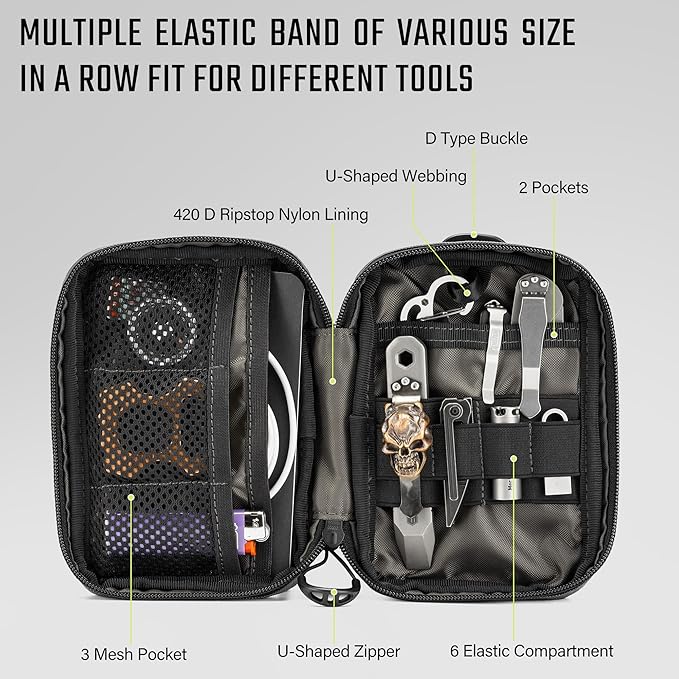 TACTICAL GEEK Block E3.0 EDC Compact Waist Pocket Pouch, Men EDC Pouch Organizer, Multi-Purpose Molle Tool Pouch, Utility Tool Organizer Bag for Daily Essentials Carry(White)
