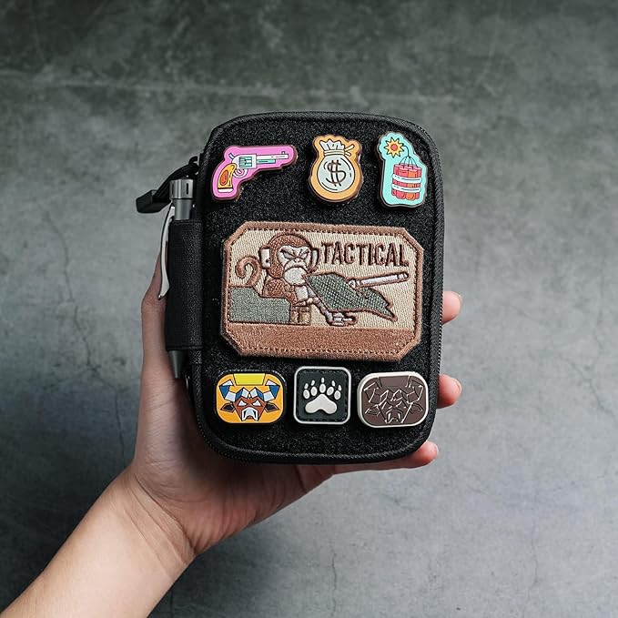 Sayram EDC Pouch Organizer Small Utility Pouch for Multitool, Nylon Tactical Gear Bag with DIY Patch Panel D-Ring, Compact Everyday Carry Pouch for Keys Flashlight Knife