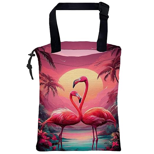 Car Trash Bag Pink Flamingo Car Trash Bin Leakproof Waterproof Car Trash Can for Back Seat, Foldable Car Garbage Bag with Adjustable Straps and Drawstring for Car Accessories