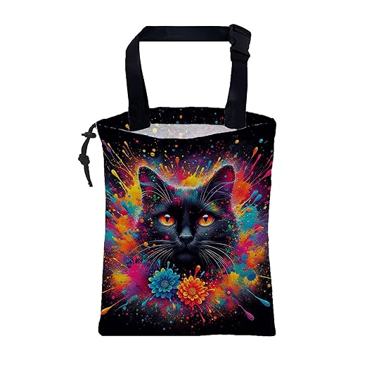 British Shorthair Cat Car Garbage Bag Colorful Splash Drawstring Car Trash Bag Hanging for Back Seat with Adjustable Buckle Canvas Vehicle Trash Can Easy-to-Install