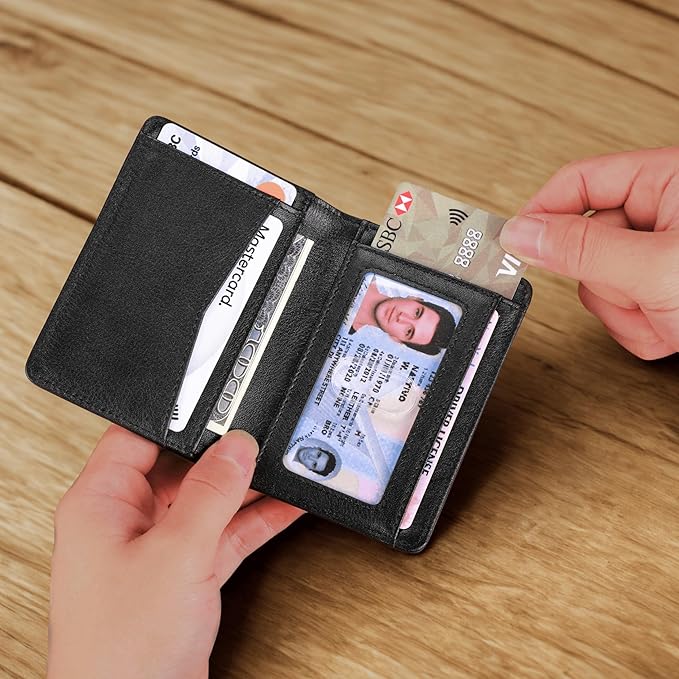 RFID Blocking Slim Wallet for Men | Thin Bifold Credit Card Holder Wallet | Mens Wallet Slim Business Card Case | Minimalist Front Pocket wallet with Gift Box