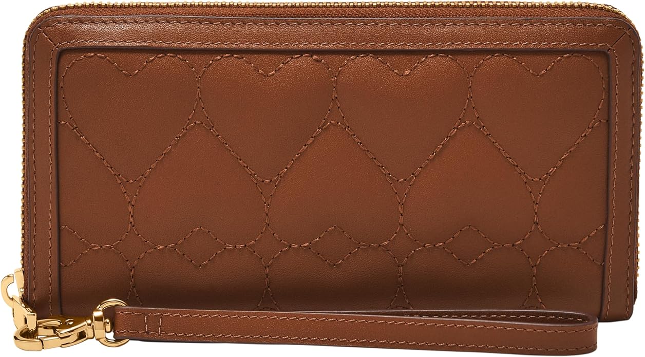Fossil Women's Logan Leather RFID-Blocking Zip Around Clutch Wallet with Wristlet Strap for Women