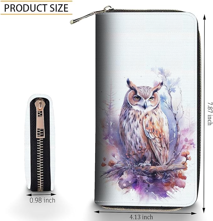 Bxgolkgd Womens Wallet, RFID Blocking Leather Wallet,Large Capacity Wallet Credit Card Holder PU Leather Ladies Clutch with Zipper Coin Pocket - Cute Owl