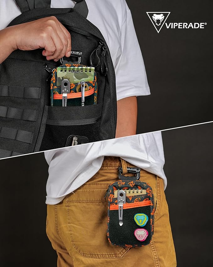 VIPERADE VE26 EDC Pouch Organizer with 11 Compartments, Small Tool Pouch with DIY Patches Area, EDC Pocket Organizer for Mutitools