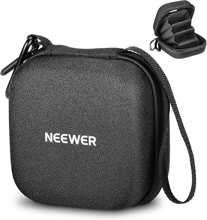 Neewer Storage Bag for 9 x 9 cm Filter, Shockproof Dustproof Waterproof Carrying Bag with Expandable Dividers, Wrist Strap and Carabiner for 3 Circular Filters 62 mm, PB11