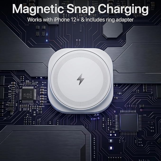Wall Outlet Wireless Charger, Qi2 15W MagSafe-Compatible Magnetic Phone Charger with USB-C Port, Plug-in Cordless Design for Kitchen Counter & Nightstand, iPhone 17/16/15/14/13/12,White