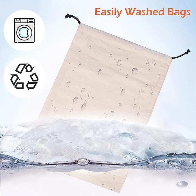 MISSLO Set of 3 Cotton Breathable Dust-proof Drawstring Storage Pouch Multi-functional Bag. Pack 3 S