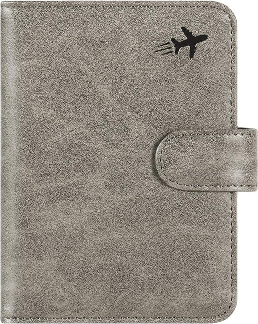 Passport Holder Cover Wallet RFID Blocking Leather Card Case Travel Accessories for Women Men (#Grey)