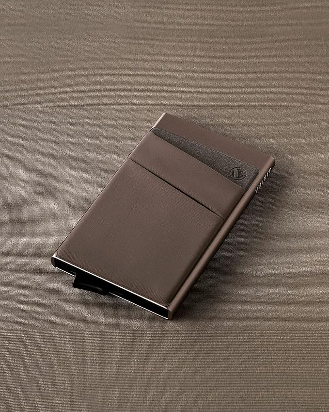VULKIT Card Holder with Money Pocket Pop Up Wallet RFID Blocking Slim Metal Bank Card Case Holds 5 Cards and Notes