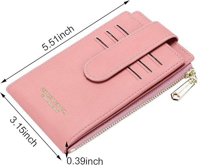 Badiya Slim Women Wallet RFID Blocking Bifold Compact 9 Card Slots Holder Wallets Soft Leather with Zipper Coin Pocket 2 ID Window