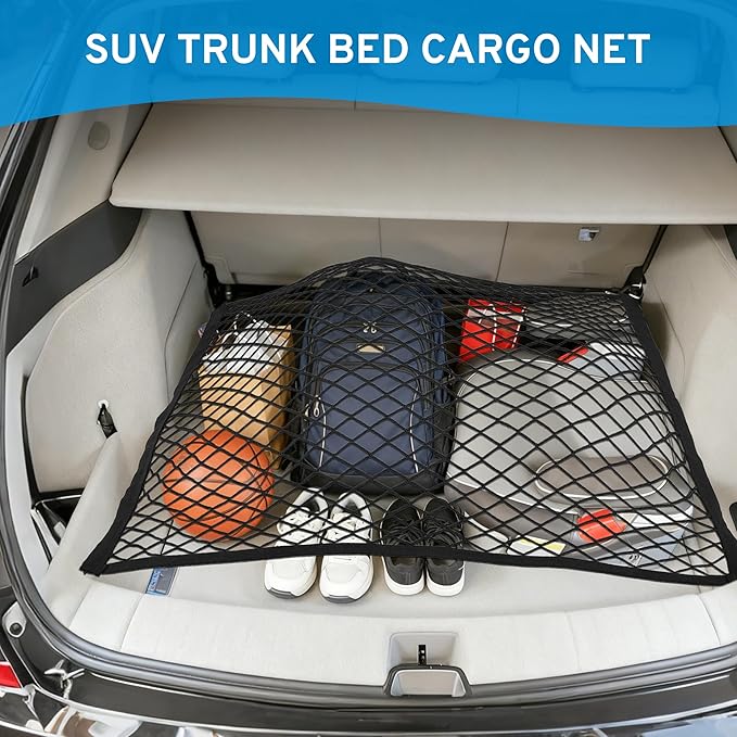 Cargo Net for SUV Rear Trunk Bed Compatible with Mercedes Benz GLC 300 GLA GLB 250 GLE GLS 350 450 2000-2025 2026 Accessories Elastic Netting Cover Net Stretchable Mesh Organizer