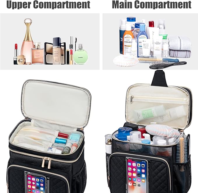 Tealari Large Toiletry Bag for Women Men,Bathroom Bag,Water Resistant Shower Bag,Makeup Bag,Portable Shower Caddy for College Dorm,Hanging Travel Toiletry Bag with Transparent Waterproof Phone Pocket