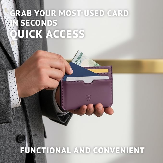 Vaultskin MOORGATE Slim Card Holder – Minimalist Leather Wallet with RFID Blocking, Front Pocket Credit Card Case for Men & Women