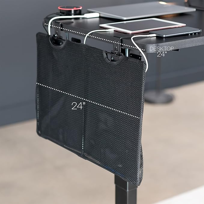VIVO 24 Inch Clamp-on Privacy and Cable Management Organizer Sleeve, Wire Hider Kit Panel System, Desk Skirt, Black, DESK-SKIRT-24P