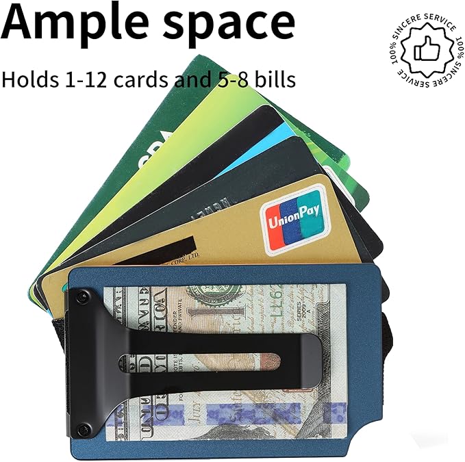 Slim Wallet for Men,RFID Blocking Minimalist Metal Wallet, Money Clip/Cash Holder, Front Pocket Aluminum Credit Card Holder, Ideal Gift for Men,Matt Dark Blue