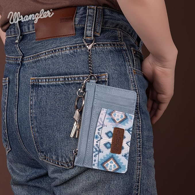 Montana West X Wrangler Aztec Wallet Card Holder Small Wallets Woman Slim Wristlet Keychain Wallet, Card Cases & Money Organizers Ladies Female with Coin Purse