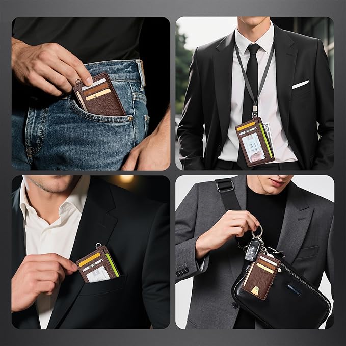 Mayski Slim Wallet, Credit Card Holder for Women, Minimalist Front Pocket RFID Blocking Card Cases, Small Wallet Women Men(Lichee Coffee)