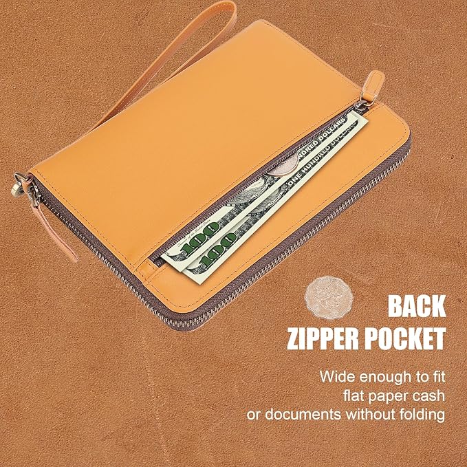 STAR VISTA Lorenzo Full Grain Leather Family Passport Wallet for 4, Large Travel Document Organizer for Exquisite Voyagers, Multi-Currency Compartments, RFID Blocking, AirTag Track, Honey