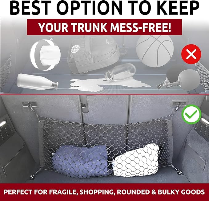 Envelope Style Automotive Elastic Trunk Cargo Net for Audi Q5 SQ5 Q5 Hybrid 2009-2024 - Premium Trunk Organizer and Storage - Luggage Net for Crossover - Car Organizer for Audi Q 5 SQ 5 Q 5