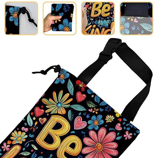 Be Kind Car Trash Bag,Watercolor Flowers Strap Drawstring Car Garbage Bags,Car Back Seat Organizer with Adjustable Buckle for Car Accessories