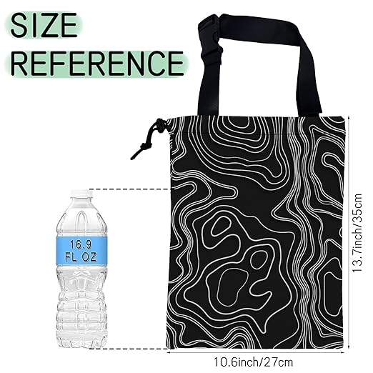 Vintage Heights Lines Map Car Garbage Bag,Waterproof Small Car Trash Bag Hanging Back of Seat,Drawstring Hanging Car Trash Bag with Adjustable Buckle for Car Accessories