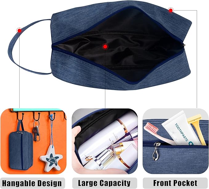 Toiletry Bag, Large Capacity Travel Bag for Toiletries, Waterproof Oxford Fabric Toiletry Organizer for Travel, Business Trips and Daily Use, Travel Essentials for Men or Women (Navy Blue)