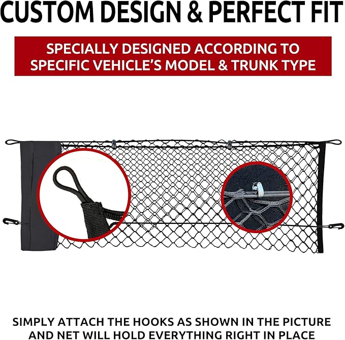 Envelope Style Automotive Elastic Trunk Mesh Cargo Net for Chevrolet Equinox 2018-2026 - Trunk Organizer and Storage - Cargo Net for SUV- Vehicle Carrier Organizer for Chevrolet Equinox