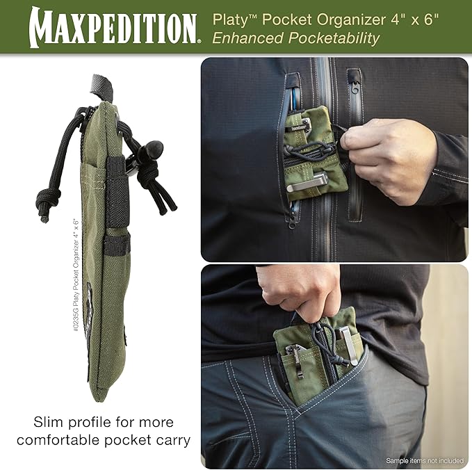 MAXPEDITION Platy Pocket Organizer, Durable EDC Tool Pouch for Men, Neck Wallet with Paracord Lanyard, Holds Flashlight, Multitool, Pen, Notebook