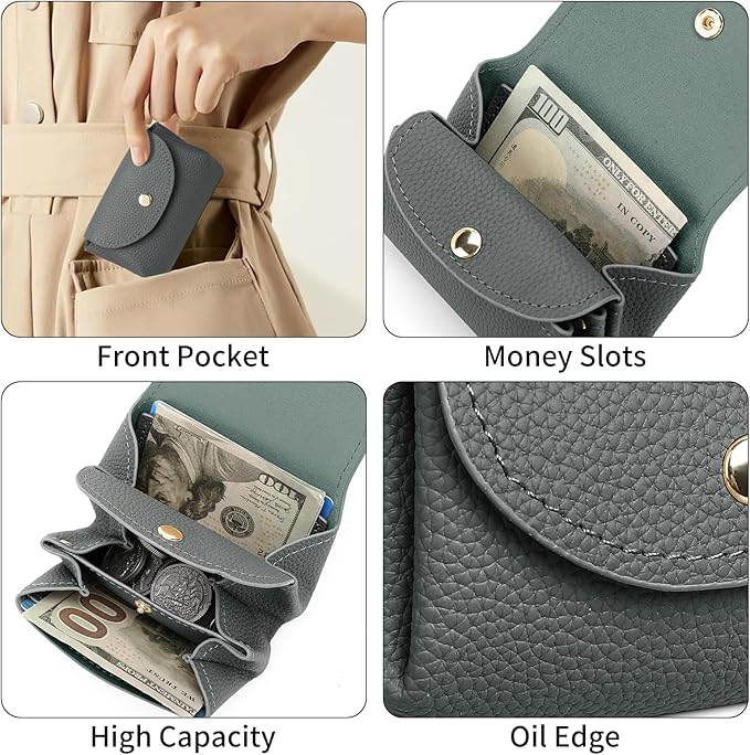 SENDEFN Leather Coin Purse for Women Small 3 Cash Change Pouch Holder Wallets