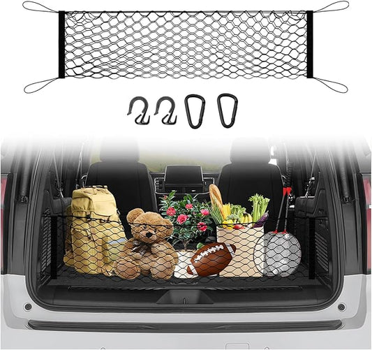 Karltys Envelope Style Cargo Net for 2021-2025 2026 Chevy Tahoe/Suburban/GMC Yukon Accessories, Adjustable Rear Trunk Cargo Net for Chevrolet Tahoe, Heavy Duty Elastic Netting Organizer for Yukon