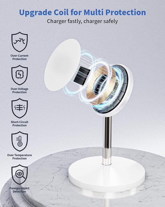 Magnetic Wireless Charger Stand, 25W Fast Mag Safe Charger iPhone Stand, 6FT Magnet Wireless Charging Station Pad with 35W Adapter for iPhone 17 Air 17 Pro 17 Pro Max 16 15 14 13 12, AirPods Pro 2/3/4