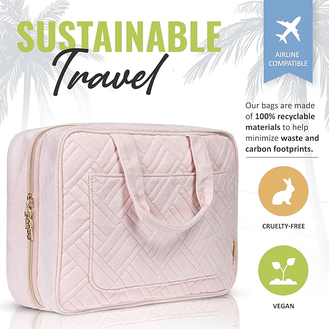 BOACAY Large Hanging Travel Toiletry Bag for Women, Makeup Bag, Bathroom & Shower Organizer Kit for Accessories, Cosmetics, Essentials