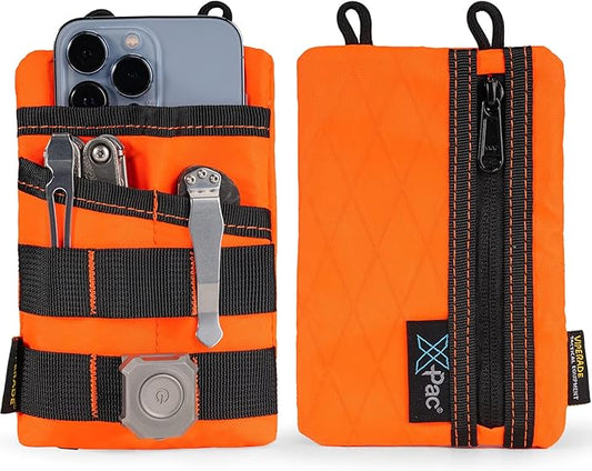 VIPERADE VE3 Tool Organizer, Nylon Tool Belt Loop Pouch with 4 Pockets for EDC, Flashlight, Pocket Knife, Tactical Pen, Notebook (X-PAC-Hot Orange)