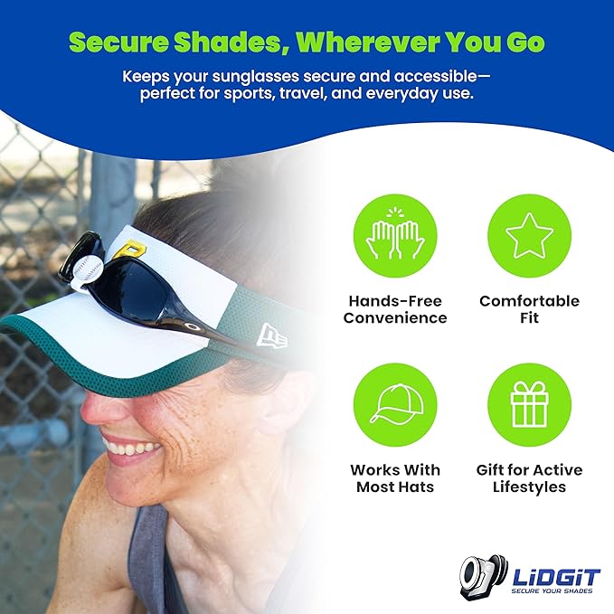 Magnetic Sunglass Clip for Hats - No-Slip Glasses Holder for Caps, Visors & Hard Hats - Magnetic Sunglasses Visor Clip